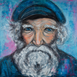 Portrait eines alten Seemanns mit Vollbart - Acryl auf Leinwand