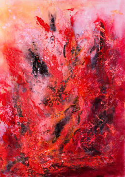 Abstraktes Bild - Eruption in Rot - Mixed Media auf Leinwand