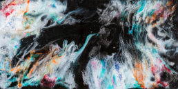 Künstlerische Darstellung einer Reise durchs Universum - Hochglanz - Mixed Media auf Holzmalgrund